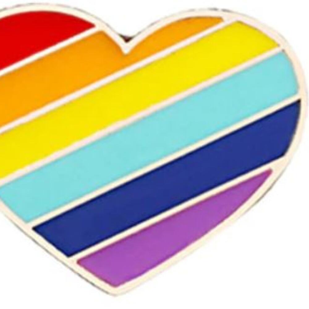 Pride Heart Shaped Rainbow Pin Brooch - Picture 3 of 3